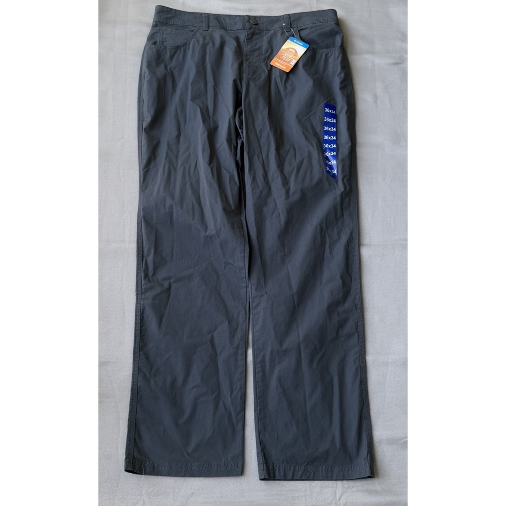 Columbia Rapid River Pants Mens 36x34 Gray Regular Fit Omni-Shade UPF 50 Hiking